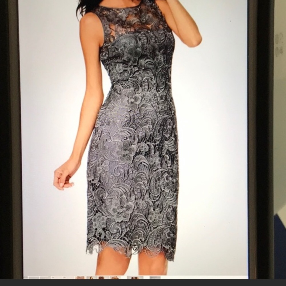 Adrianna-Papell cocktail sleeveless lace dress - Picture 2 of 9